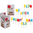 "Geburtstagskerze, ""Blow me Bitch""/""Grumpy old man"""