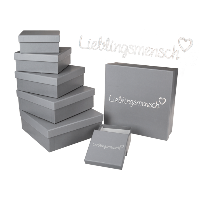 Graue Geschenkkartonage, Lieblingsmensch,