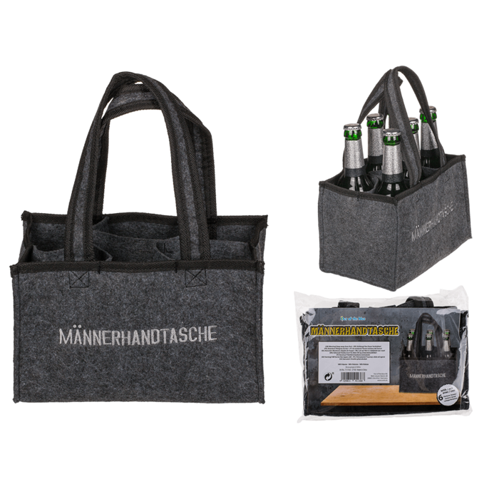 Graue Männerhandtasche mit 6 Fächern,