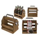 Holz-Flaschenhalter mit Metall-Flaschenöffner,
