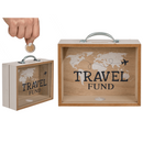 Holz-Spardose, Travel Fund, ca. 20,5 x 12 cm