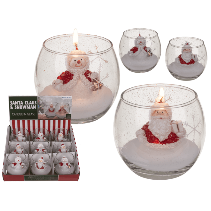 Kerze im Glas, Schneemann & Weihnachtsmann