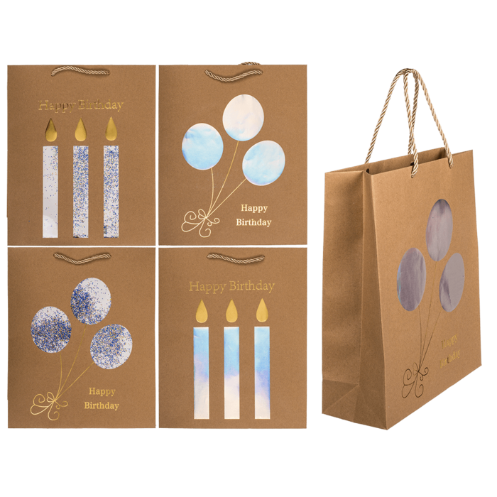 Kraftpapier-Geschenktüte, Happy Birthday,