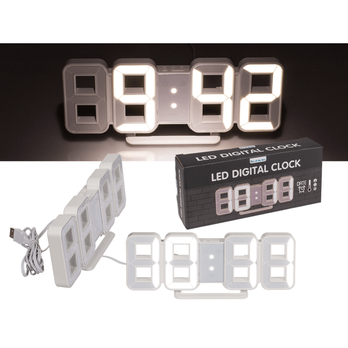 LED-Digitaluhr mit Alarmfunktion, Datums- &