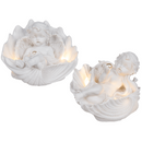 Liegender Engel mit Perle in Muschel & LED
