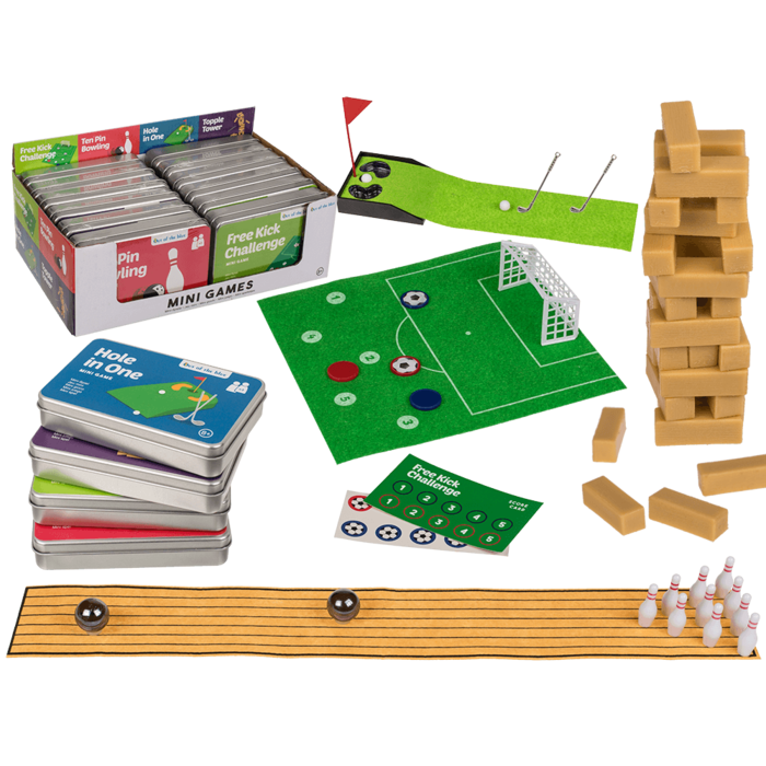 Mini-Spiele in Dose, ca. 12 x 8 cm,
