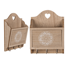 Naturfarbener Holz-Schlüsselkasten mit 3 Haken &