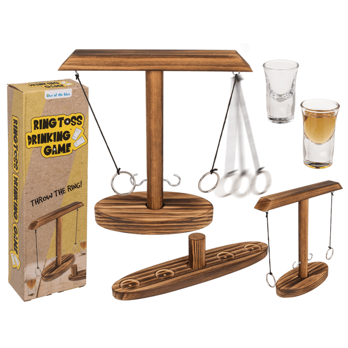 Ringwurf-Trinkspiel aus Holz, ca. 25 cm,