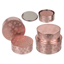 Runde bronzefarbene Metall-Dose, Schneeflocke,