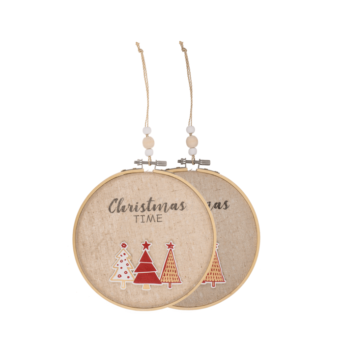 Runder Holzrahmen mit Jutebezug, Christmas Time,