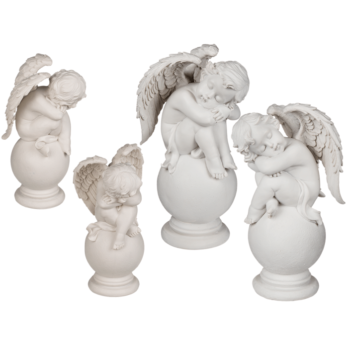 Sitzender Engel auf Kugel, ca. 14 x 24 cm,