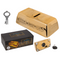 Spardose mit Schloss, Goldbarren,