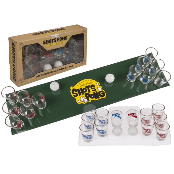 Trinkspiel, Shots Pong, mit 2 Bällen, Spielfeld &