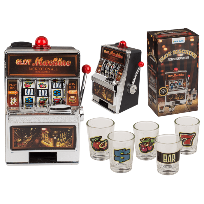 Trinkspiel, Spielautomat, mit 5 Shooter-Gläsern,