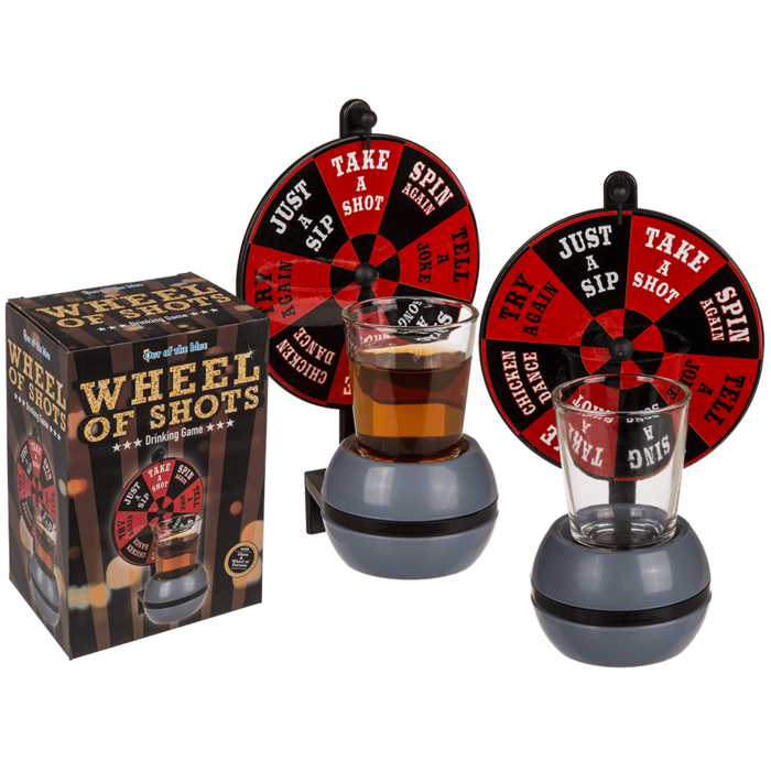 Trinkspiel, Wheel of Shots, mit Shooter-Glas &