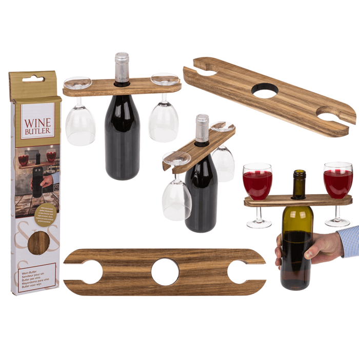Wein-Butler, ca. 25 x 6 x 1 cm, Akazienholz,