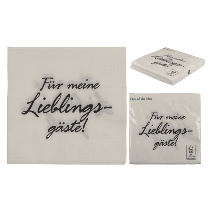 Weiß/Graue Papier-Servietten,