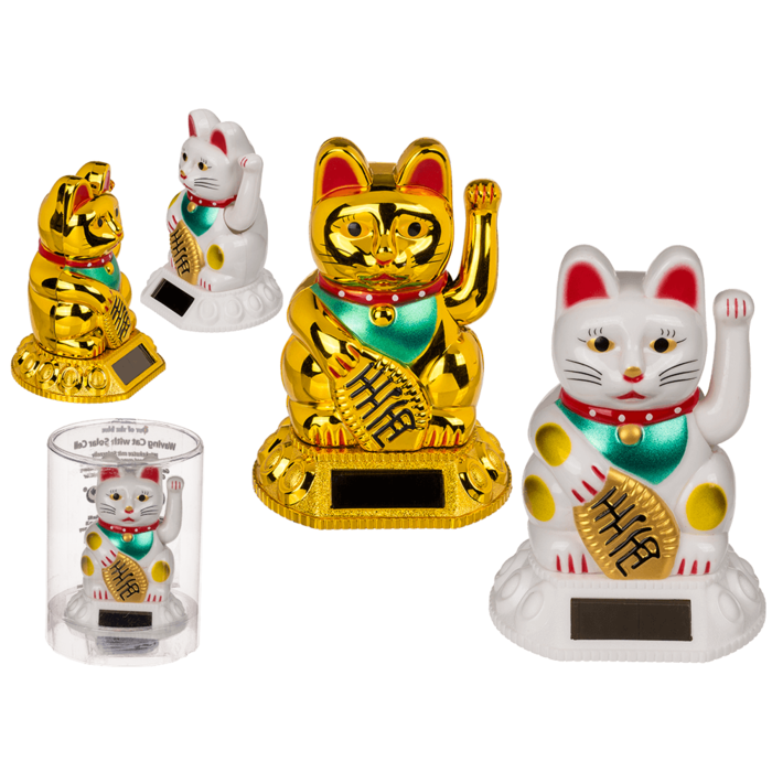 Winkekatze, mit Solarzelle, ca. 8 cm,