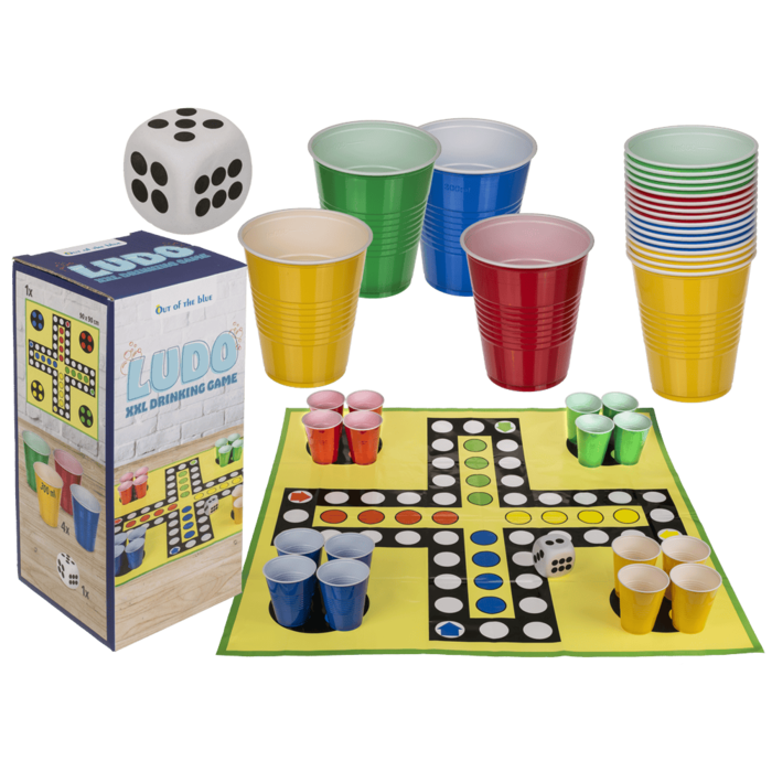 XXL-Trinkspiel, Ludo, mit 16 Trinkbechern,