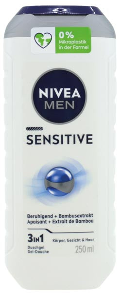 Nivea Dusch Men 250ml Sensitive Pflegedusche fr Krper, Gesicht & Haar