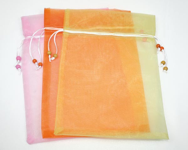 Organza-Beutel 26x19cm mit farbiger Kordel