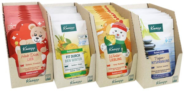 Kneipp Badekristalle  60g 4fach sortiert 12x Hab Dich lieb, 12x Fit durch den Winter, 12x Winterliebling, 12x Tiefenentspannung