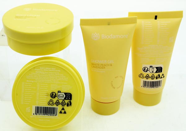 Kosmetik Reise Mini's Biodamore 6fach sort. je 8 x Gesichtsreiniger 30ml, Krpercreme 50ml Shampoo 60ml, Krperspray 30ml, Duschgel 50ml Haarsplung 50ml