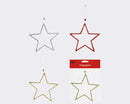 Stern-Hänger -Glitter-, 3/s, ca. 12cm, rot, gold,