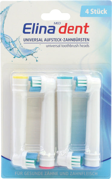 Zahnbrste Elina Aufsteck-Brsten Universal 4er mit DuPont-Nylon-Borsten fr handelsbliche Modelle elektr. Zahnbrsten