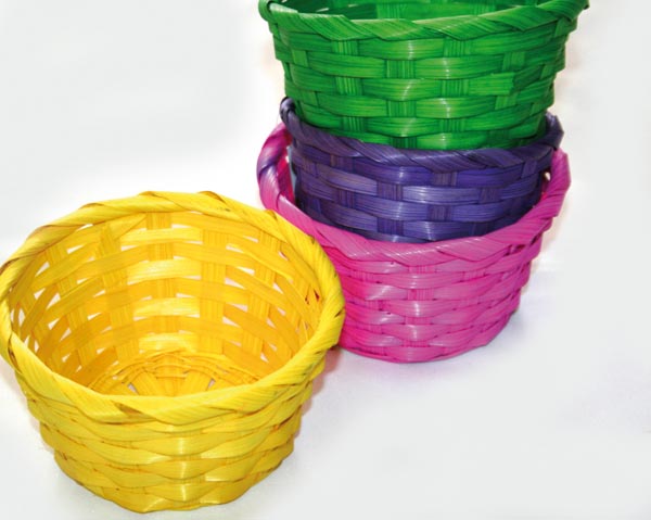Bastkorb 14x8cm rund in  Farben sortiert
