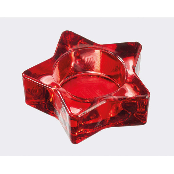 Teelichthalter Stern, rot, 8x2 cm aus feinstem polliertenm G
