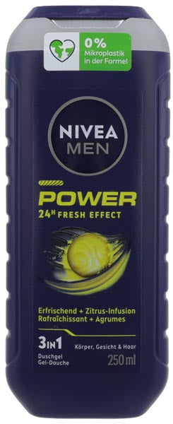 Nivea Dusch Men 250ml Power Fresh Pflegedusche fr Krper, Gesicht & Haar