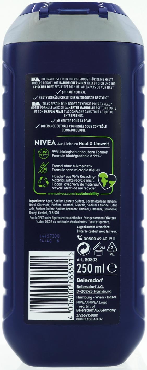 Nivea Dusch Men 250ml Energy Pflegedusche fr Krper, Gesicht & Haar