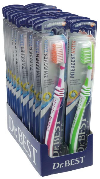 Dr. Best 24er Mixkarton 3fach sort. 6x Zwischenzahnbrste soft, 6x Interdentalzahnbrste medium, 8x ZB Interdent active