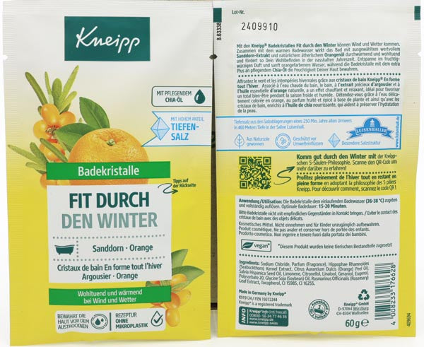 Kneipp Badekristalle  60g 4fach sortiert 12x Hab Dich lieb, 12x Fit durch den Winter, 12x Winterliebling, 12x Tiefenentspannung