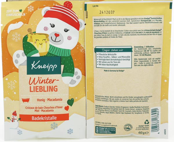 Kneipp Badekristalle  60g 4fach sortiert 12x Hab Dich lieb, 12x Fit durch den Winter, 12x Winterliebling, 12x Tiefenentspannung