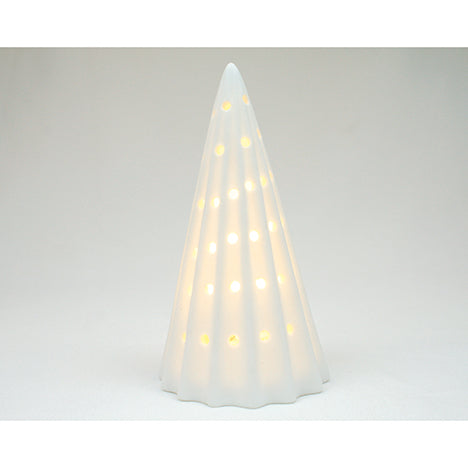 Porzellan LED Baum 11,5x6cm weiß