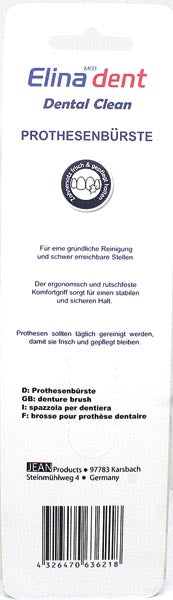 Zahnbrste Elina 1er Prothesenbrste 16cm mit rutschfestem Griff, farbig sortiert