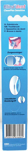 Zahnbrste Elina 1er CleanPlus Sensitive Medium Multifunktionskopf u. Softgriff, farb.sort., 19cm