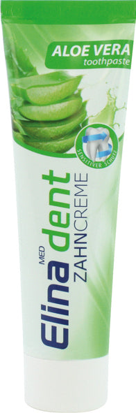 Zahncreme Elina 100ml Aloe Vera mit Fluorid fr empf. Zhne & sensibles Zahnfleisch Tubeninhalt grn