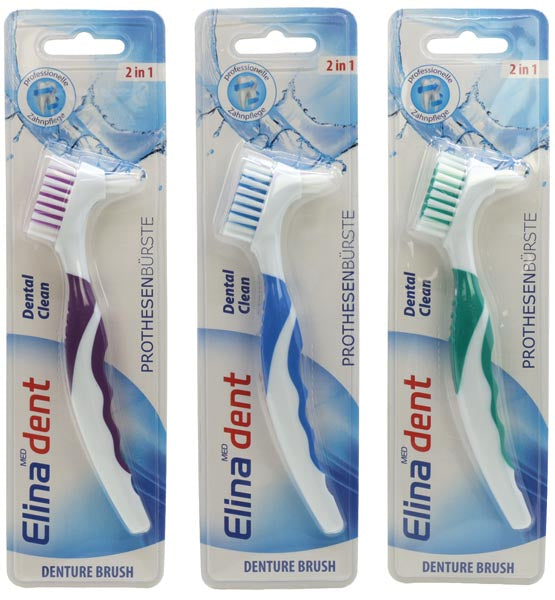 Zahnbrste Elina 1er Prothesenbrste 16cm mit rutschfestem Griff, farbig sortiert