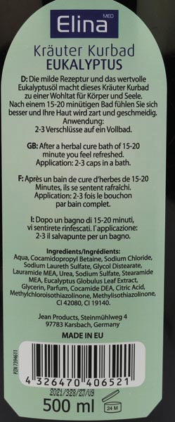 Bad Kruter Kurbad Elina 500ml Eukalyptus wohltuend & belebend