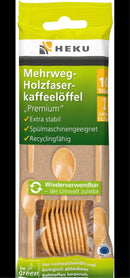 10 Mehrweg-Holzfaserkaffeelöffel, natur, Länge 12,5cm, 2,8g