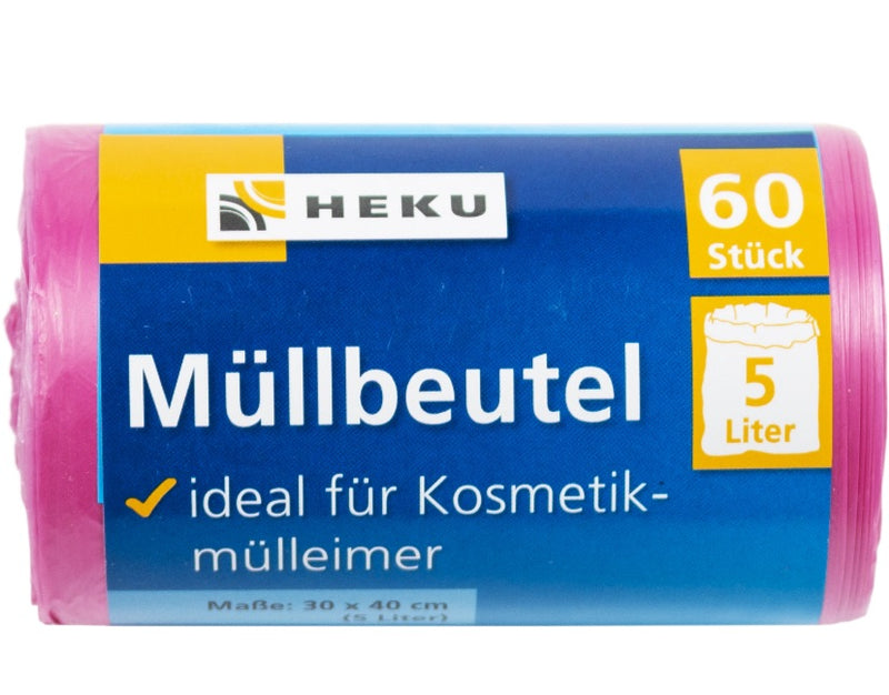 60 Mini-Müllbeutel, 5l, Rolle, rosa, HDPE