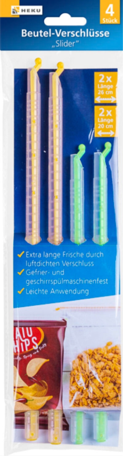 4 Beutel-Verschlüsse "Slider", extra luftdicht, 2 Größen