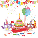 Tissue servietten-Funny Owls with B-day Cake