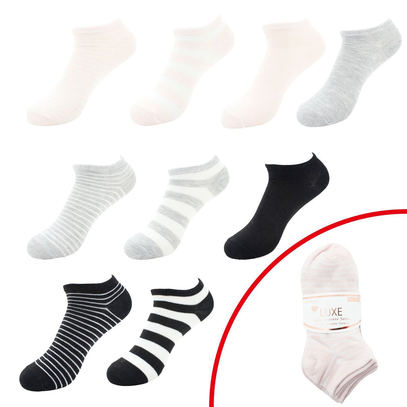 9er Pack Damen Sneaker Socken Streifen