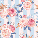 Tissue servietten-Pink Roses on Blue Stripes