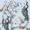 Tissue servietten-Peacocks and Heron in Garden on Blue
