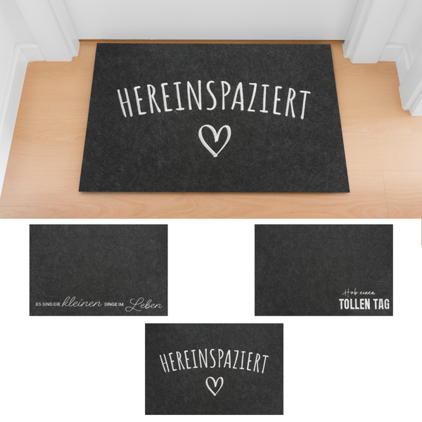 Fußmatte Filz Spruch2, 3/s, bestickt, ca. 60x40cm